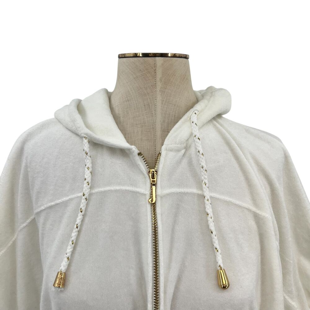 Juicy Couture French Terry Dress Cover-Up Y2K Hooded Zip Up White Size Small - Picture 4 of 11